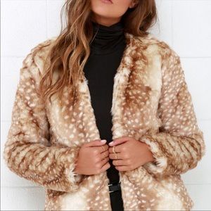 Mink Pink Oh Dear Faux Fur Coat NWOT